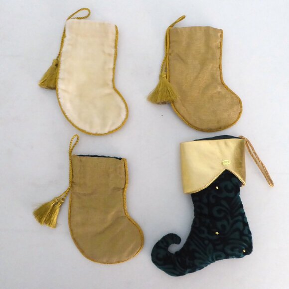 NEW 6” EMBROIDERED BEADED MINIATURE CHRISTMAS STOCKING ORNAMENT GIFT CARD HOLDER - Picture 3 of 14